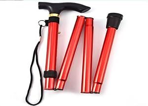 Folding adjustable aluminum trekking pole, lightweight stick for hiking camping travel, quick lock