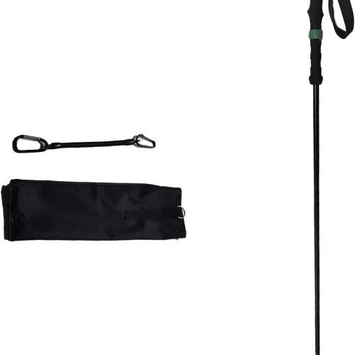 Section folding wading staff, spring-assisted aluminum pole for fly fishing, carry case