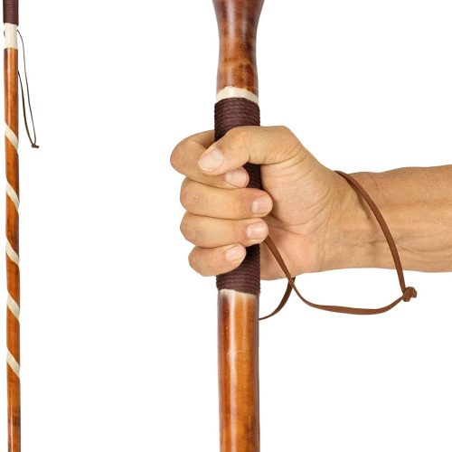 Handcarved twisted willow wood walking cane, heavy-duty senior support, ergonomic handle