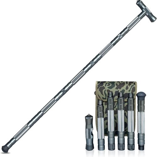 Tactical aluminum hiking staff, built-in compass, survival accessories
