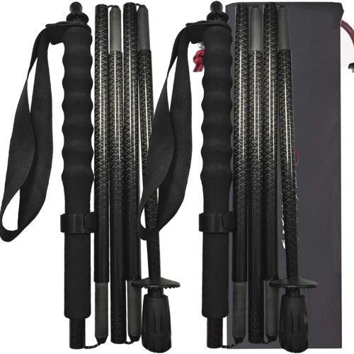 Section carbon fiber folding trekking poles piece, ultralight straight grip, quick lock